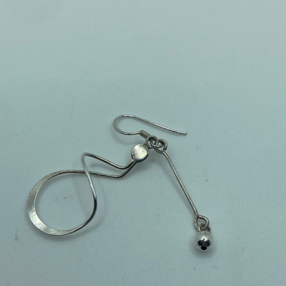 Vtg Sterling Silver Abstract Wavy Ball Dangle Earrings 1.7” - Picture 3 of 6